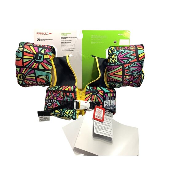 Speedo Splash Jammer Kids Swim Vest Colorful Abstract Pattern Life Jacket  Youth - Picture 4 of 6